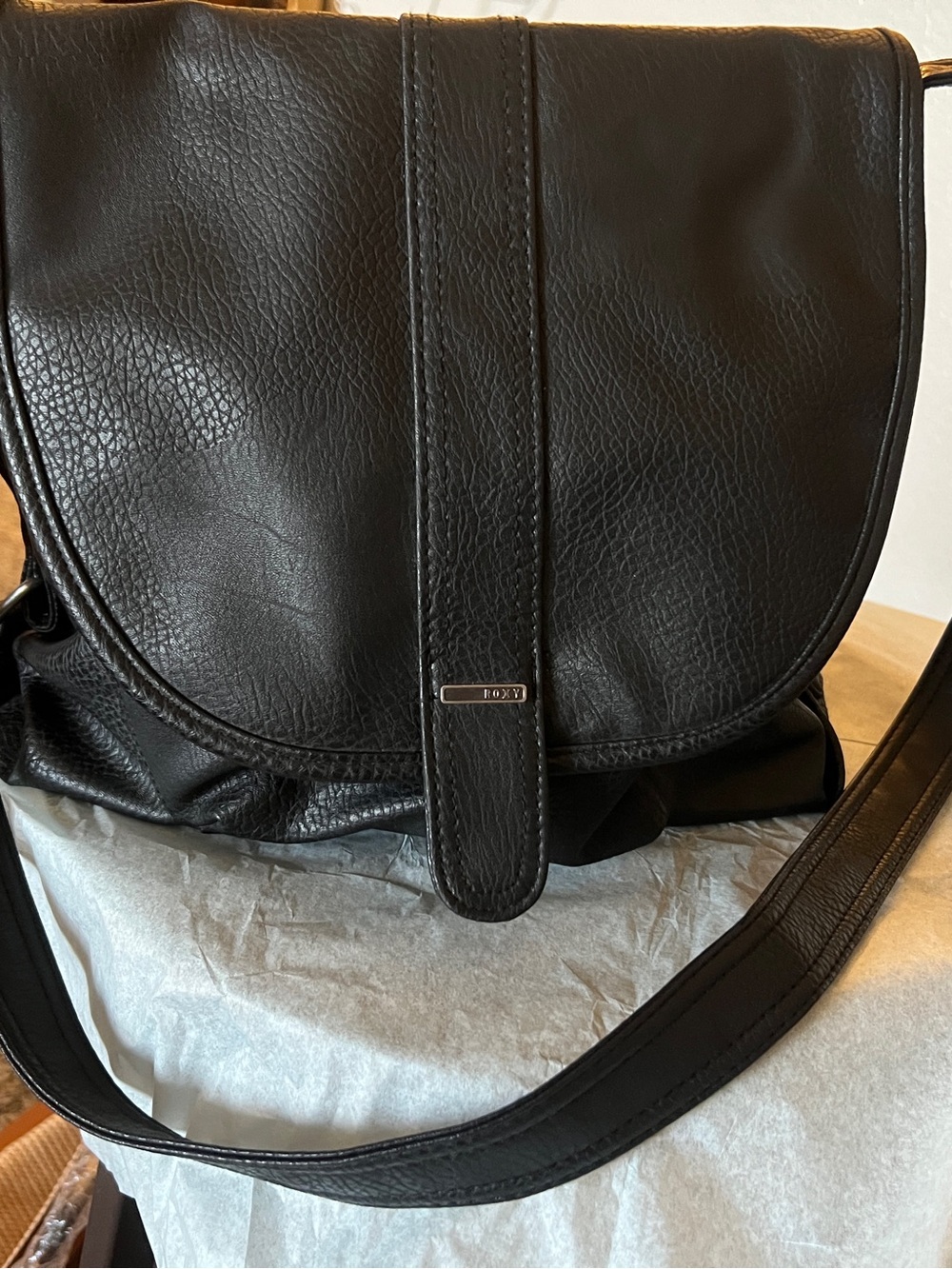 Roxy Black Pebbled Vegan Leather Shoulder Bag